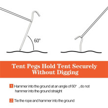 Aluminum Tent Pegs, 4 Pack Hexagon Tent Stakes with Hook 7 Inches Long Canopy Pegs