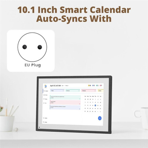 10.1 Inch Digital Calendar Chore Chart,Interactive Touchscreen, Family Planner, Hearth Display Desk Digital EU Plug 2