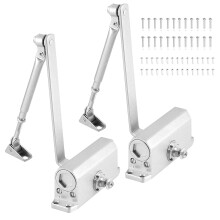 2 PCS Size 2 Automatic and Adjustable Door Closers with Hold Open for 55–99 lbs Residential or Commercial Doors