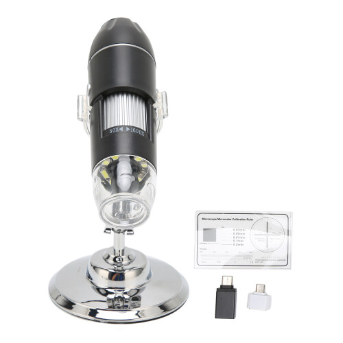 Microscopio digitale USB 3-in-1 50X-1600X 8LED Nero 1