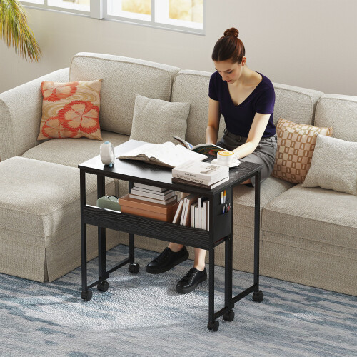 Homcom HOMCOM 80 cm Foldable Computer Desk on Wheels for Small Spaces, Black