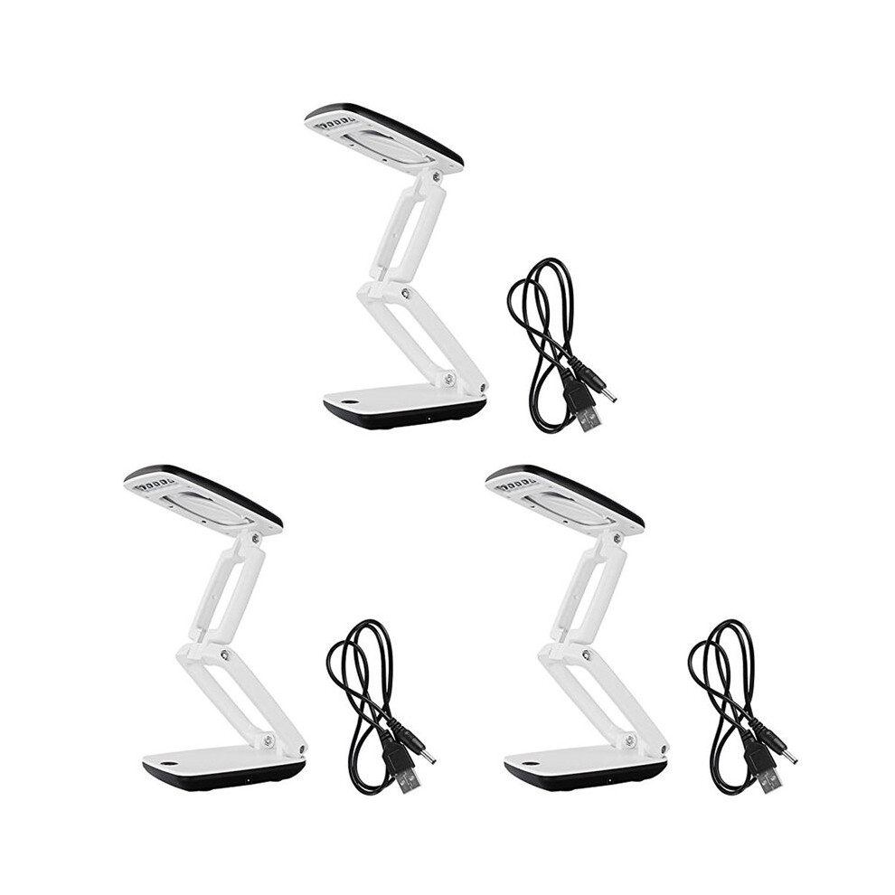Light 3Pcs Ed Desk Magnifying Glass Lamp With Stand Led Portable Pocket Magnifier Visor Folding 3X