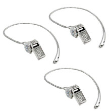 Silver Necklace Style, Exquisite Diamond-Encrusted Referee Whistle, Cute Rhinestone Whistle, Metal Whistle