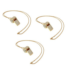 Gold Necklace Style, Exquisite Diamond-Encrusted Referee Whistle, Cute Rhinestone Whistle, Metal Whistle