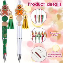 12 Pcs Beadable Pens Plastic Ballpoint Pen with Assorted Spacer Beads Silicone Beads and Tassels for Office School DIY