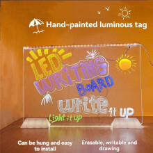 Can Be Hung Colorful 7Colors LED Dry-Erase Note Board Acrylic Message Board with Stand USB Power Rewritable Night Light