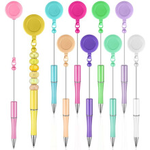 10 Pezzi di Penne con Perline, Penne con Perline A Inchiostro Nero, Penne DIY, Penna A Sfera con Bobina Retrattile, Penna con Clip A Strappo per