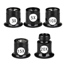 5 PCS Portable Monocular Magnifier Jewelers Loupe 3X/5X/10X/15X/20X Handheld Magnifier Dome Optics Lens Magnifying Glass