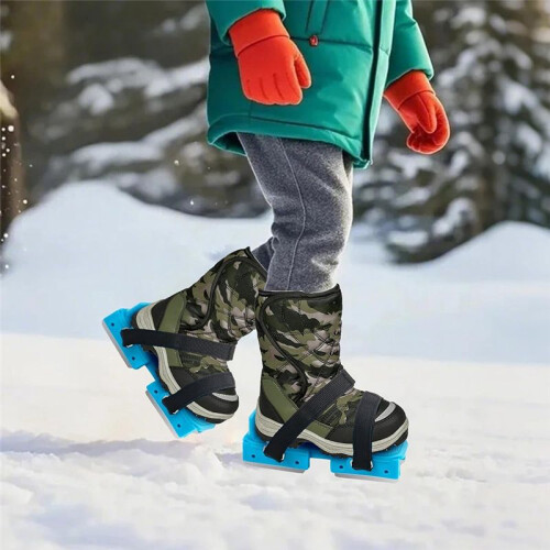 Winter Toddler Ice Skates, Adjustable Double Runner Ice Skates with Hook and Loop Fastener Straps 2