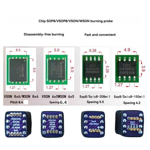 4-in-1 for Sop8 Wsonvson Chip Download Burn Write Probe Spring Needle Flash Eeprom Chip Burner Cable VSOP8/VSON8/WSON8 2