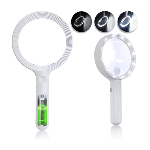 Magnifying Glass Light - 12 LED Handheld Reading for Seniors - 30X 60X Magnification, 3 Lighting Modes, USB Rechargeable 2