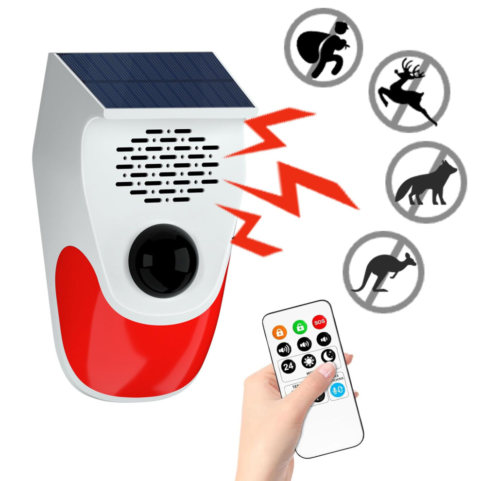 Solar Motion Sensor Alarm With Dog Barking Alerts, Weatherproof Outdoor Detector, Remote Control (2) 9771547127703