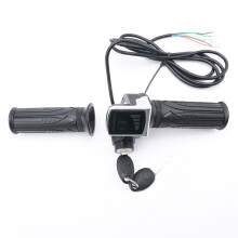 Electric Bike Throttle Grip Electric Bicycle Scooter Twist Throttle Grips with LCD Display and Power Key Locker 48V
