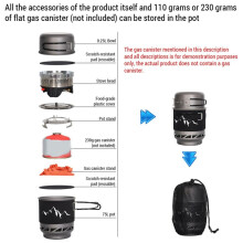 Camping Cookware Set with Windproof Outdoor Stove Light Weight Camping Pot Kit for Outdoor Cooking Hiking Backpacking