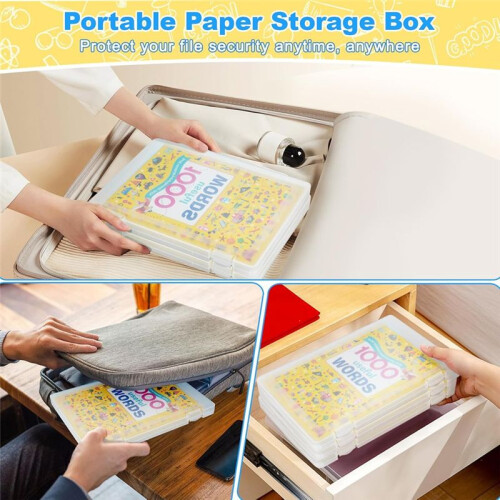 4 Pack A4 File Box Paper Storage Rack Document Protector for Magazines, Scrapbooks, Office School Supplies 2