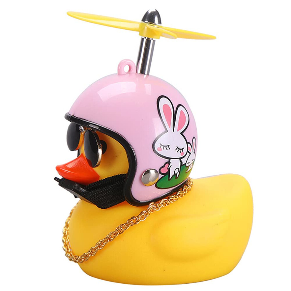 Rubber Duck Car Decoration With Helmet Glasses Necklace Â Cute Dashboard Ornament Yellow 9174973043928