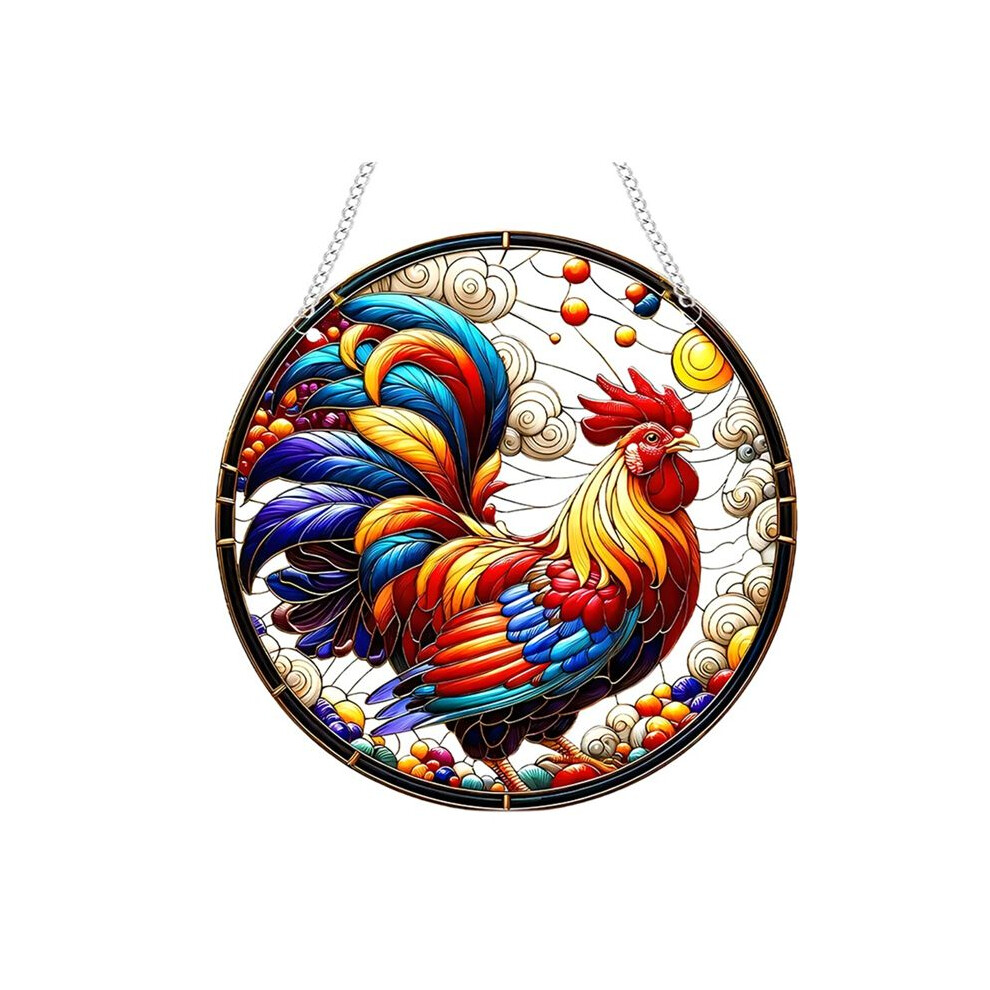 Photos - Power Tool Accessory Rooster Acrylic Window Hangings, 7.87 Inch Rooster Sun Catcher Stained Glass Window Panels for Home Garden Ornament