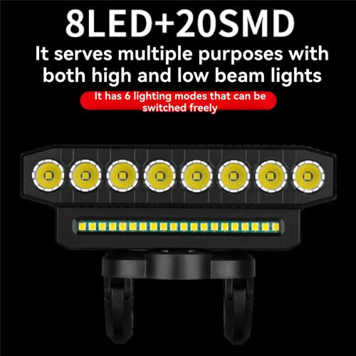 LED Bicycle Front Light USB Rechargeable  Floodlights Easy to Install 6 Modes Bicycle Bell Light,A