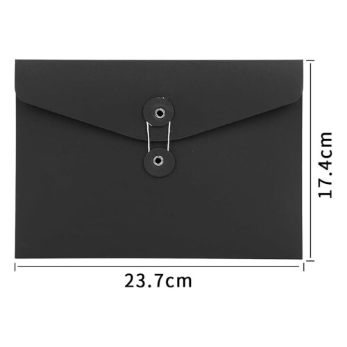 10Pcs  String Envelope File Folders A5 Letter Size Document Organizer for Office School Black