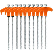 25cm Carbon Steel Screw-in Tent Pegs, Outdoor Camping Ground Nails, M8 Screw Anchor Stakes for Secure Tent Setup