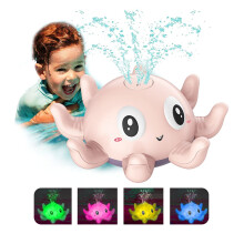 Baby Bath Toys with Automatic Water Spray and Colorful LED Lights, Floating Pink Sprinkler for Toddlers