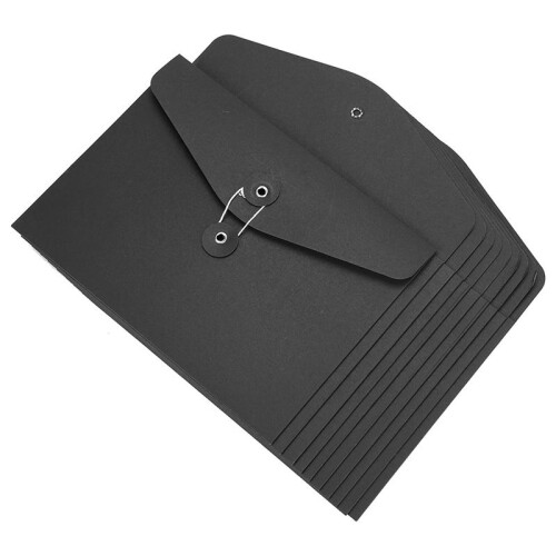 10Pcs  String Envelope File Folders A5 Letter Size Document Organizer for Office School Black 1