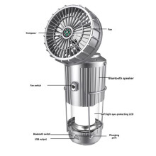 Solar Camping Fan with Lantern Foldable Solar Powered USB Rechargeable Emergency Hanging Lights for Outdoor Camping Tent