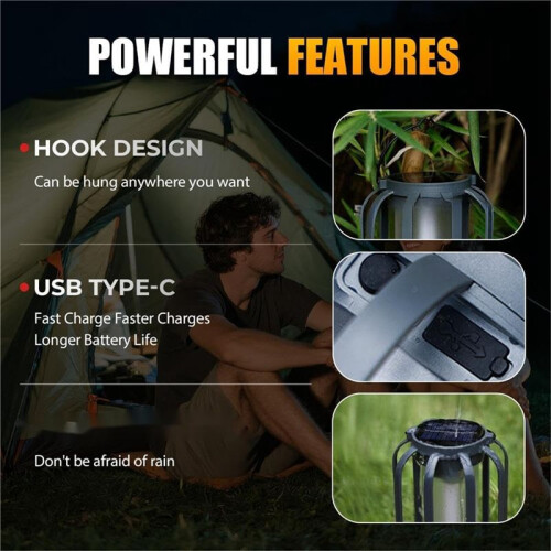 2PCS Solar Flameless Lantern Light with Base 4 Modes Adjustment Flickering Auto /Off USB-C Solar Charging 2