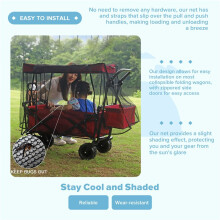 Mosquito Net for Wagon Universal, Foldable Sun Shade Outdoor Insect Proof Mesh Cover Wagon Accessories