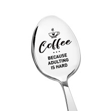 Engraved Coffee Spoon with Motivational Message, Stainless Steel Gift for Coffee Lovers and Friends