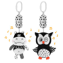 Baby Stroller Toys with Wind Chime, Soft ClipOn Infant Rattle Toy for Newborns, 2 Pack