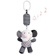 Baby Stroller Hanging Toy Plush Elephant Rattle with Soft Texture and Builtin Sound for Newborns