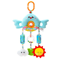 Baby Stroller Hanging Toy with Teether Ring, Soft Plush Bird Infant Car Seat Rattle