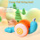 Pull String Crawling Snail Baby Walking Learning Toy with Lights and Music, Yellow Red 2
