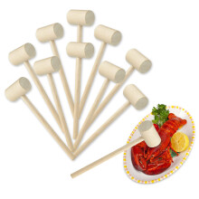 10 Pieces Wooden Seafood Mallets for Lobster and Crab, Durable Solid Wood Shell Crackers