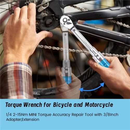 Chave de Torque para Bicicleta e Motocicleta, Ferramenta de Reparo de PrecisãO de Torque  de 1/4 2-15Nm com Adaptador de 3/8 Polegadas, ExtensãO 2