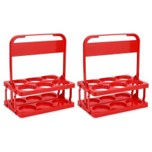 Foldable Plastic Drink Carrier, 2 Pack Red Beverage Carrier, Cup Holder, Beverage Coffee Beer Delivery Holder, Reusable