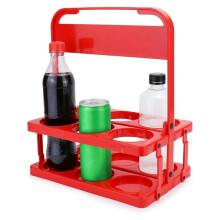 Foldable Plastic Drink Carrier, 2 Pack Red Beverage Carrier, Cup Holder, Beverage Coffee Beer Delivery Holder, Reusable