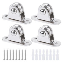 Pulley Block 1Inch Stainless Steel Duplex Pulley Roller Frictionless Silent Wheel Heavy Duty Fixed Pulley - 1 Set