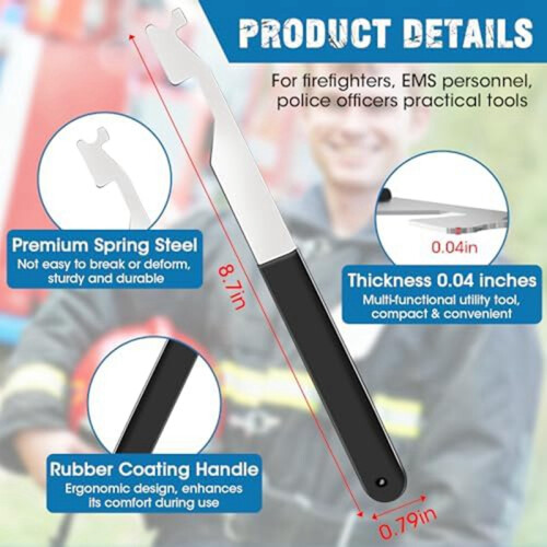 Firefighter Tools, Multipurpose Spring Steel Firefighting Tool with Rubber Handle, Multi Purpose Leverage Tool