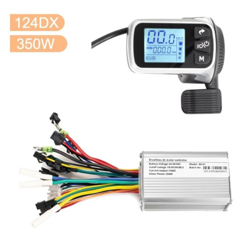 Electric Bike Controller Electric Scooter Controller 124DX 24V/36V/48V 350W Brushless Controller with LCD Display Panel 1
