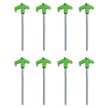 Screw in Tent Stakes - Ground Anchors Screw In, Tent Pegs Camping Stakes, Metal Threaded Tent Spikes (8 PCS) Green