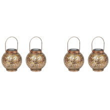 4x Lanternes Solaires pour L'Extérieur, Lampes Solaires En Métal Lanterne Solaire Blanc Chaud IP55 Décoration de Jardin Suspendue étanche