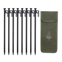 8st 30 cm Utomhustältpinnar Slipade Spikar med Förvaringsväska Vindtät Spik Campingtillbehör Tältfäste Svart