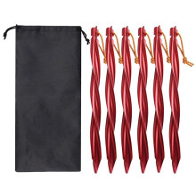 6X 25cm Outdoor Tent Pegs Ground Nails with Storage Bag Windproof Nails Camping Accessories Tent Fastening Red