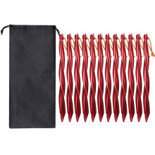 12X 25cm Outdoor Tent Pegs Ground Nails with Storage Bag Windproof Nails Camping Accessories Tent Fastening Red