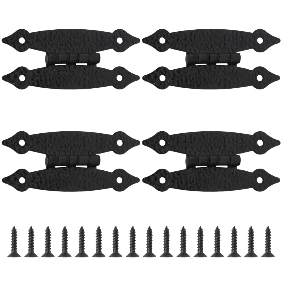 4 Pcs 3.5 Inch Black Antique H Cabinet Hinges, Durable Cast Iron Vintage Hshape Flush Mount Door Hinges 9169991138886