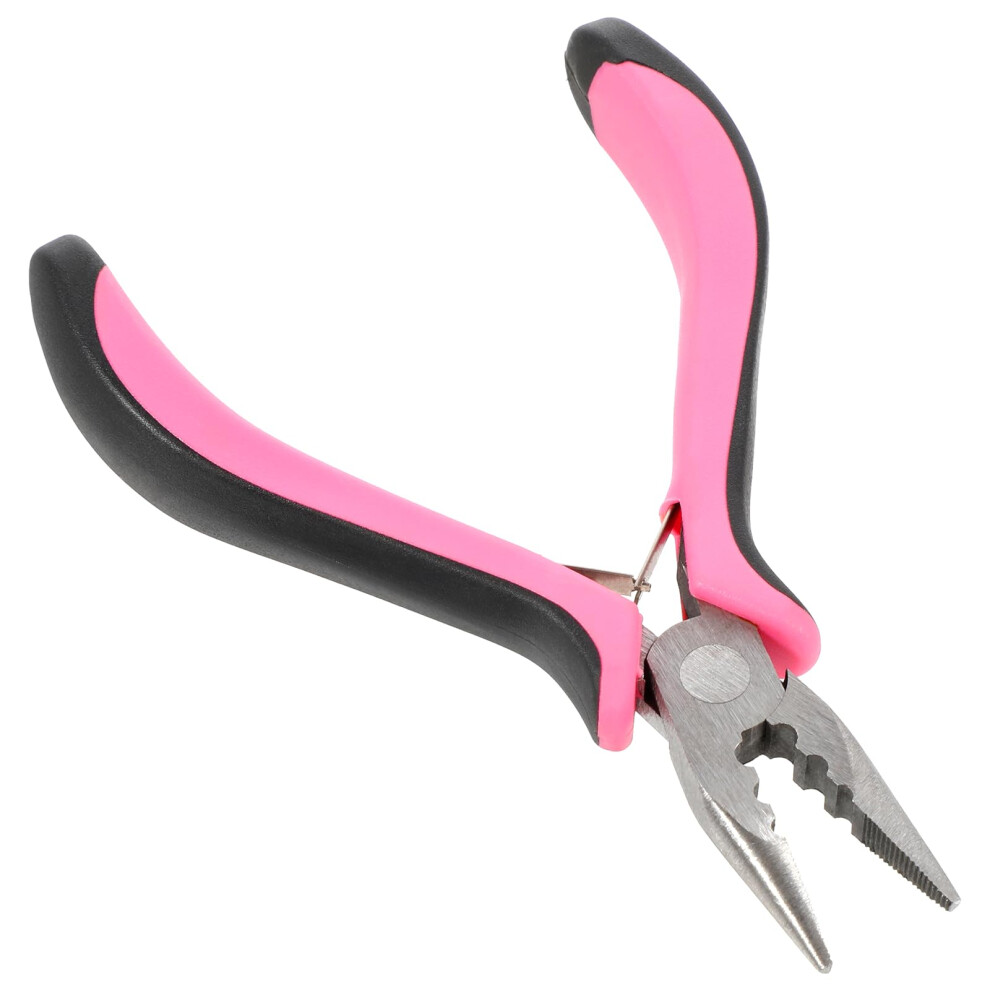 Hair Extension Pliers 3Hole Nano Ring Removal Tool Pink NonSlip Grip for Professional Stylists