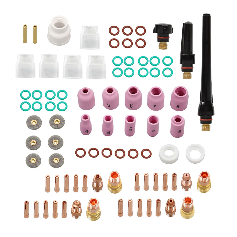 87Pcs Tig Welding Torch Kit With Stubby Gas Lens, Nozzles And Cups For Wp17 Wp18 Wp26 9771547127956