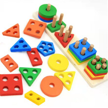 Wooden Montessori Toys Shape Sorter and Stacking Puzzle for Toddlers Color Recognition Learning